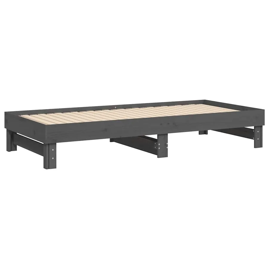 Lit coulissant sans matelas gris 2x(80x200)cm - 8