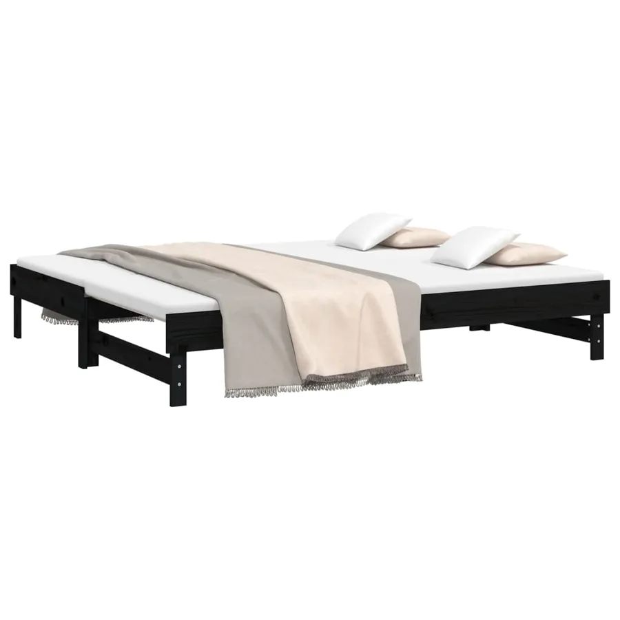Lit coulissant sans matelas noir 2x(100x200) cm - 3