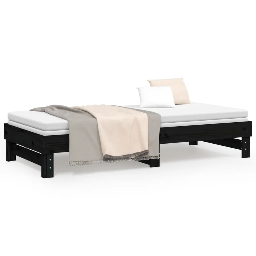 Lit coulissant sans matelas noir 2x(100x200) cm - 5