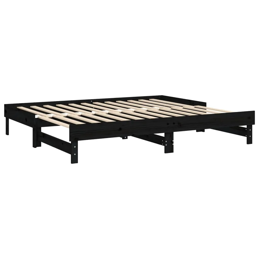 Lit coulissant sans matelas noir 2x(100x200) cm - 7