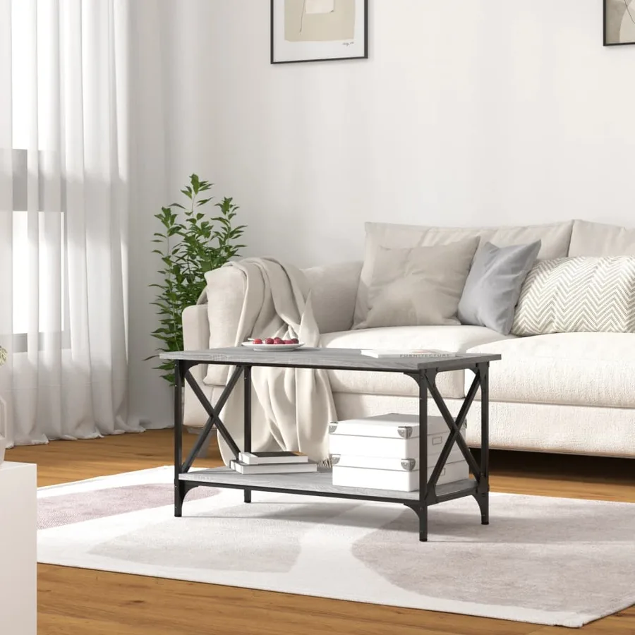 Table basse Sonoma gris 80x45x45 cm Bois d'ingénierie et fer - 3