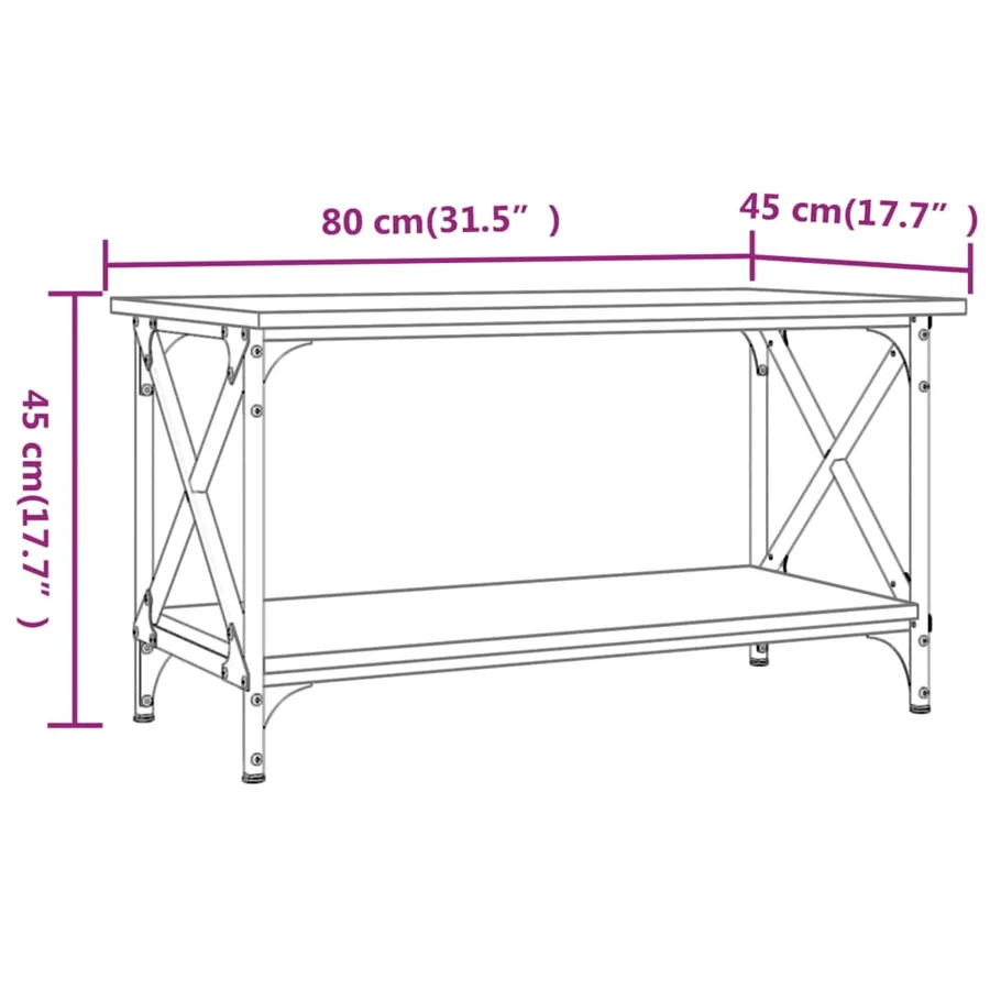 Table basse Sonoma gris 80x45x45 cm Bois d'ingénierie et fer - 8