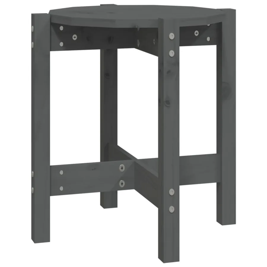 Table basse Gris Ø 42,5x45 cm Bois massif de pin - 2