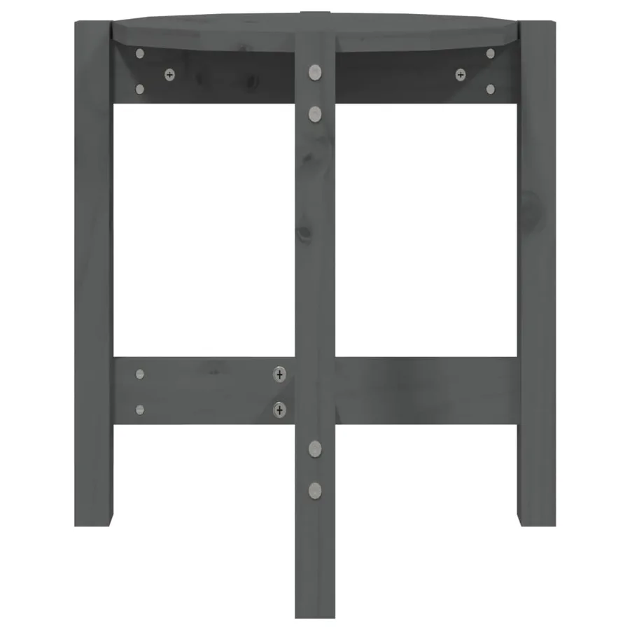 Table basse Gris Ø 42,5x45 cm Bois massif de pin - 5