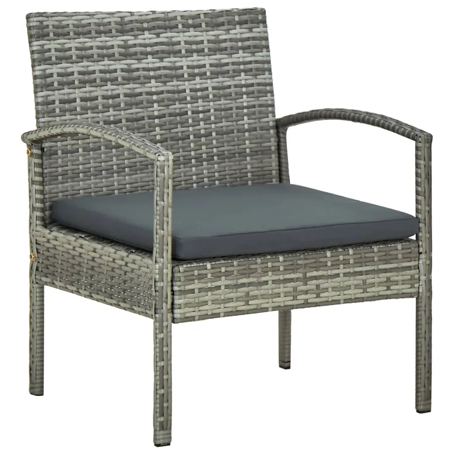 Salon de jardin 4 pcs avec coussins résine tressée gris - 6