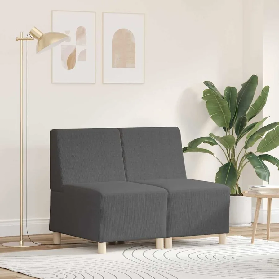 Unité de Sofa Modulaire Sans Accoudoirs 2 pcs Gris foncé