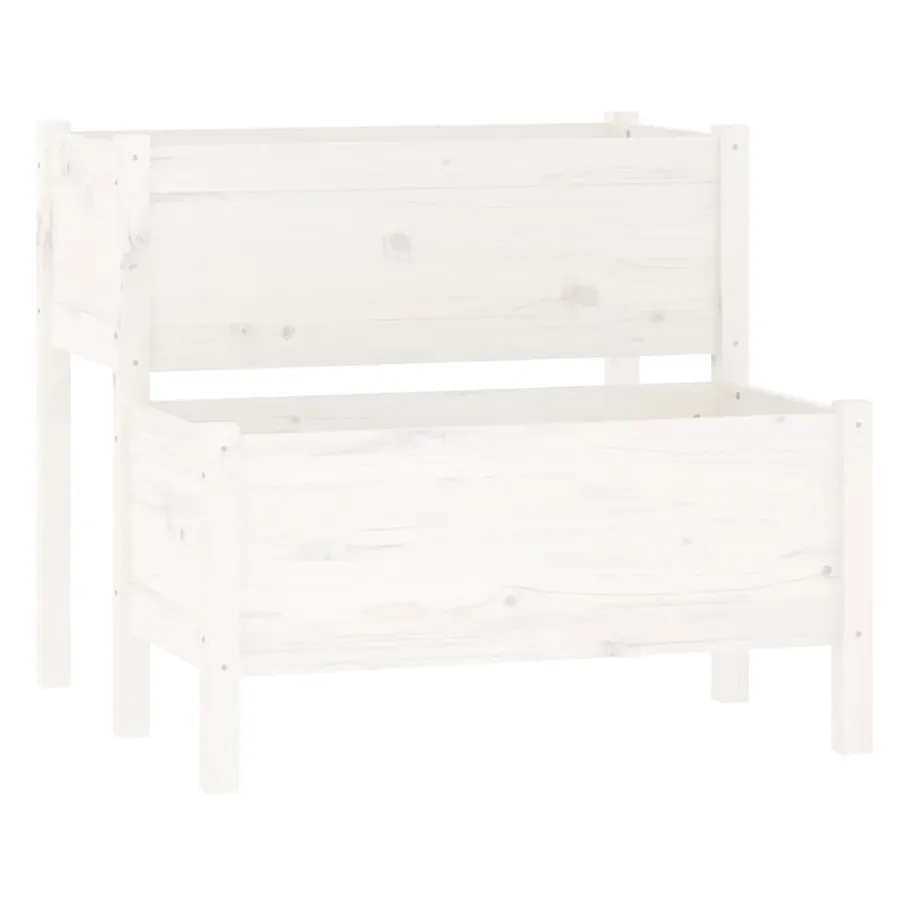 Jardinière blanc 84,5x84x75 cm bois massif de pin - 2