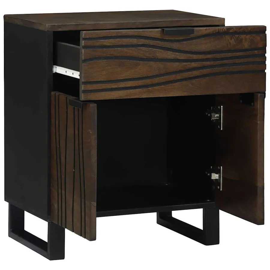 Table de chevet Noyer 50 x 33 x 60 cm Bois d'ingénierie - 2