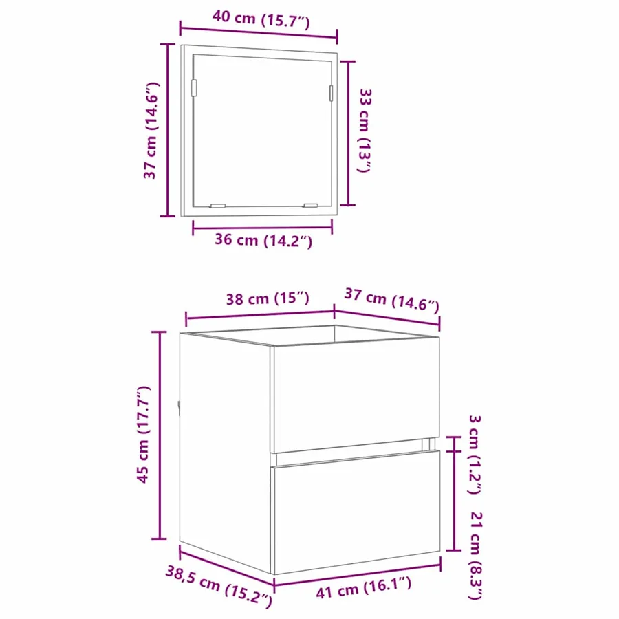 Cabinet de salle de bain Bois Ancien 41 x 38,5 x 45 cm - 16