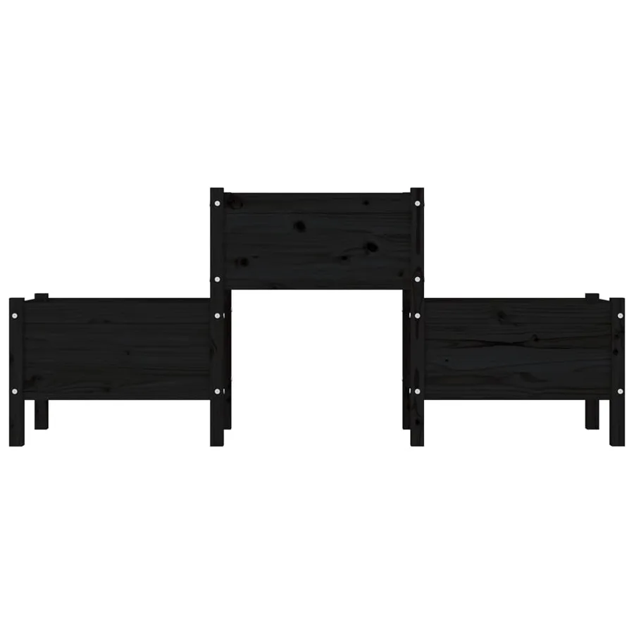 Jardinière Noir 178,5x44x75 cm Bois massif de pin - 4