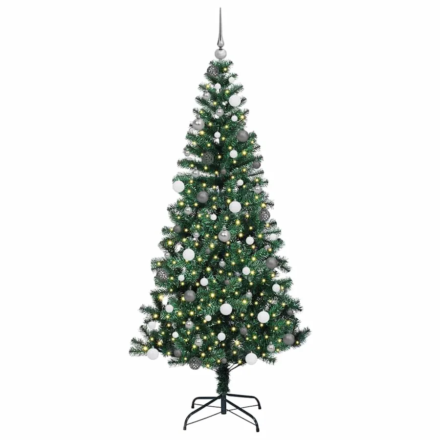 Sapin de Noël artificiel pré-éclairé Vert 210 cm PVC et métal - 3
