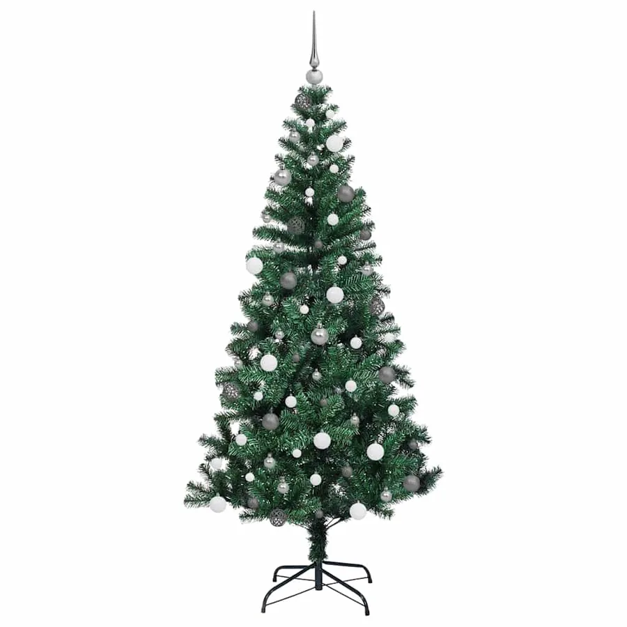 Sapin de Noël artificiel pré-éclairé Vert 210 cm PVC et métal - 5