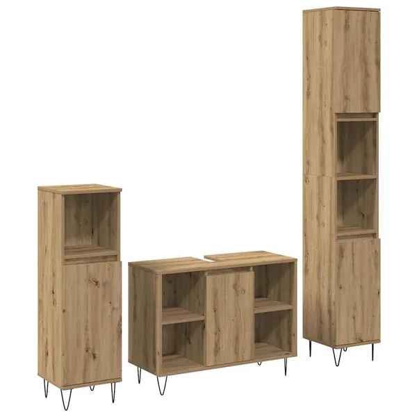 Ensemble de mobilier de salle de bain 3 pc Chêne artisanal