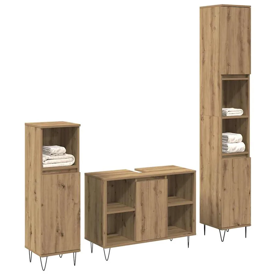 Ensemble de mobilier de salle de bain 3 pc Chêne artisanal - 2