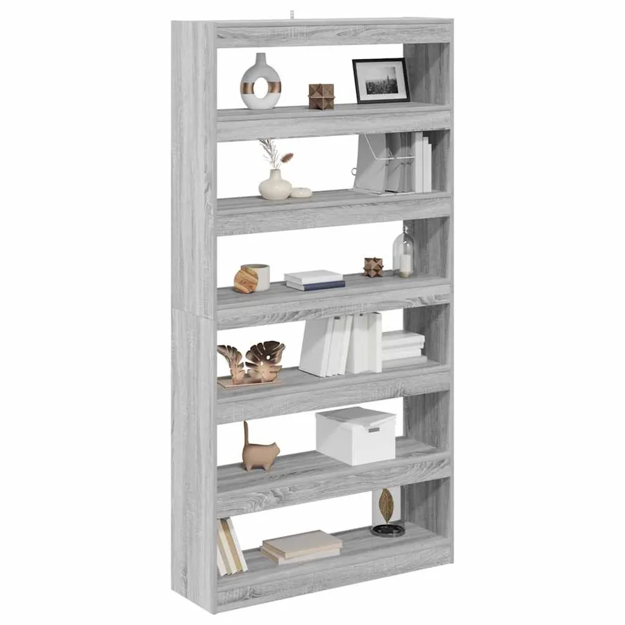 Bibliothèque Gris Sonoma 100 x 30 x 198 cm Bois d'ingénierie - 3