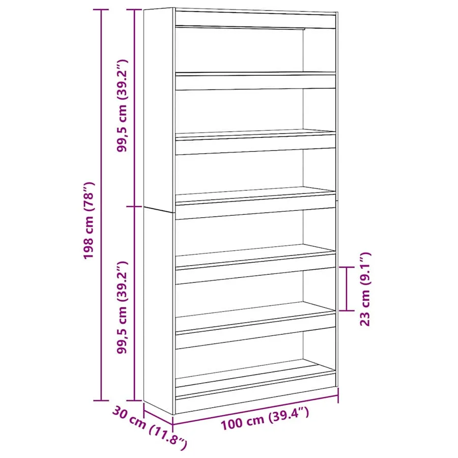 Bibliothèque Gris Sonoma 100 x 30 x 198 cm Bois d'ingénierie - 8
