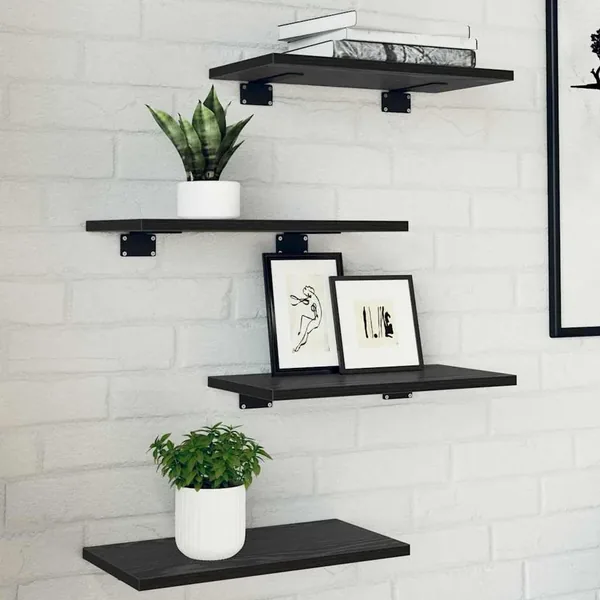 Étagère à livres 4 pcs Noir 40 x 20 x 1,5 cm Bois d'ingénierie