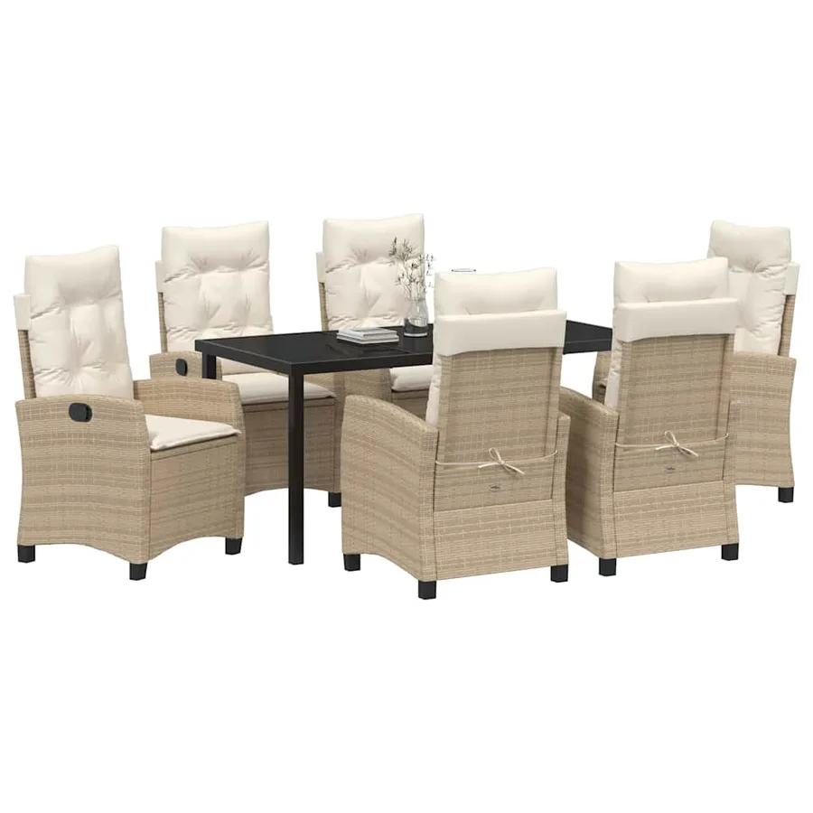 Ensemble de salle à manger pour jardin 7 pcs Beige polyrotin - 3