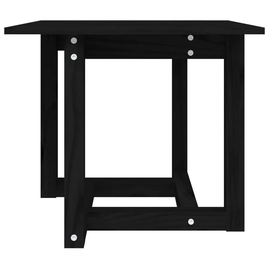 Table basse Noir 50x50x45 cm Bois massif de pin - 3