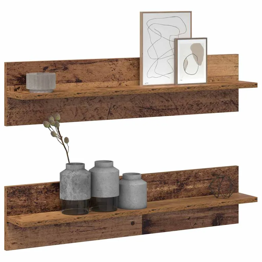 Étagère Murale avec étagère 2 pcs Bois Ancien 80 x 11,5 x 18 cm - 3