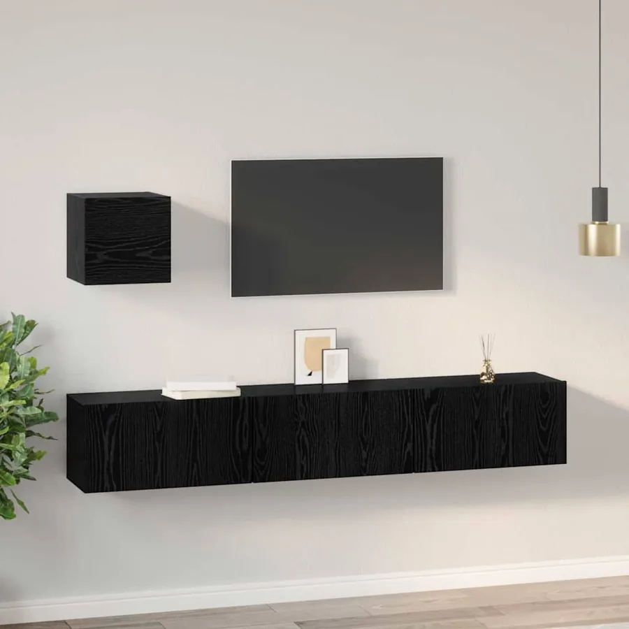 Ensemble meuble TV 4 pcs Chêne noir Bois d'ingénierie - 4