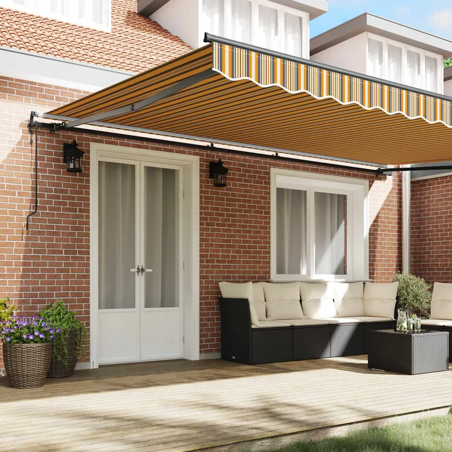 Auvent rétractable Multicolore 500 × 300 cm Tissu et Aluminium - 3