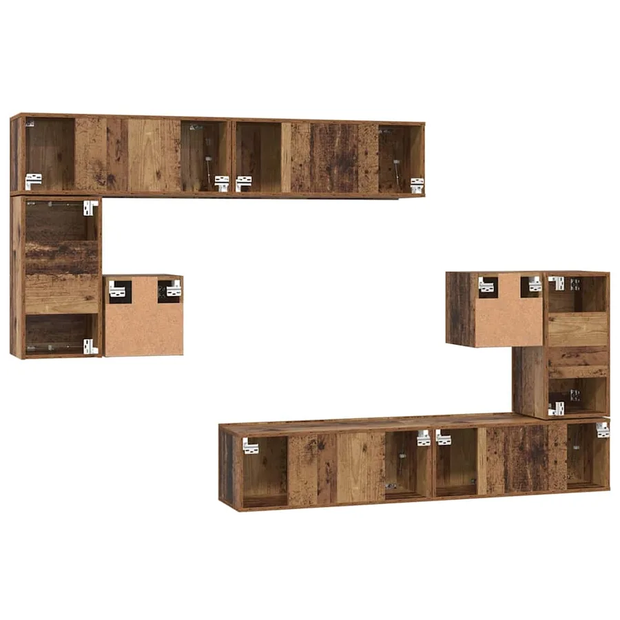 Unites TV Montage mural 4 pcs Bois Ancien Bois d'ingénierie - 10