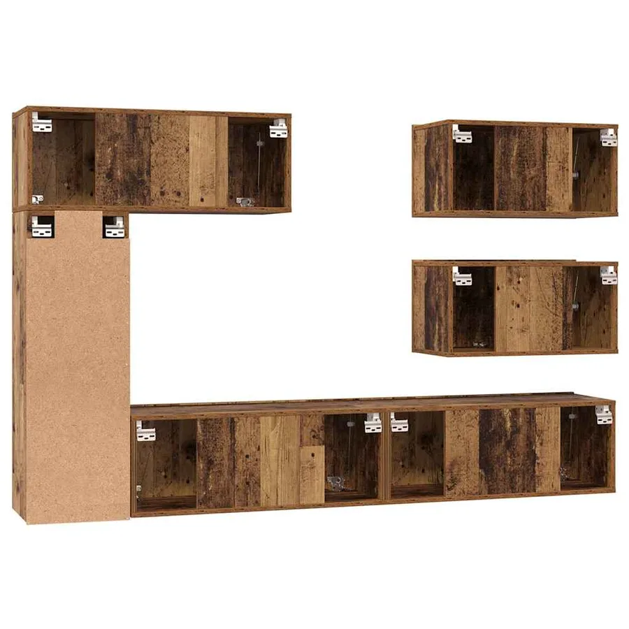 Ensemble meuble TV 6 pcs Bois Ancien Bois d'ingénierie - 10