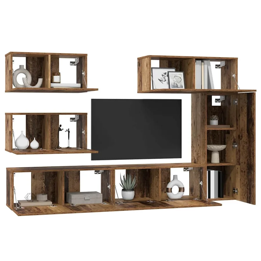 Ensemble meuble TV 6 pcs Bois Ancien Bois d'ingénierie - 3