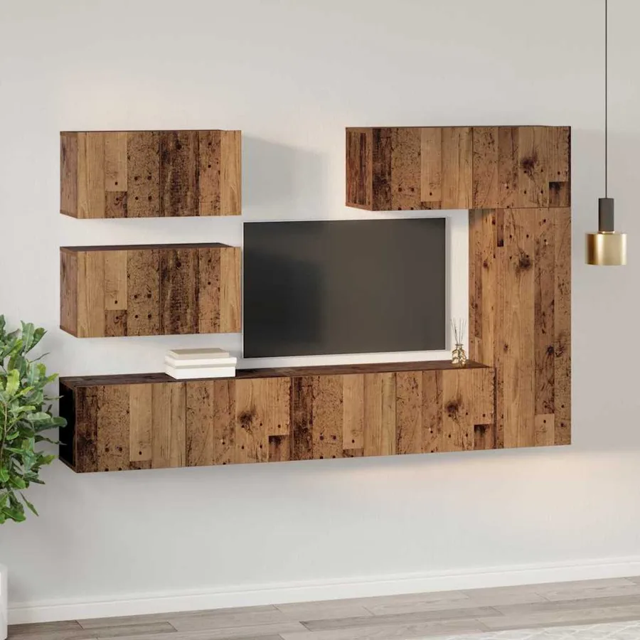 Ensemble meuble TV 6 pcs Bois Ancien Bois d'ingénierie - 4
