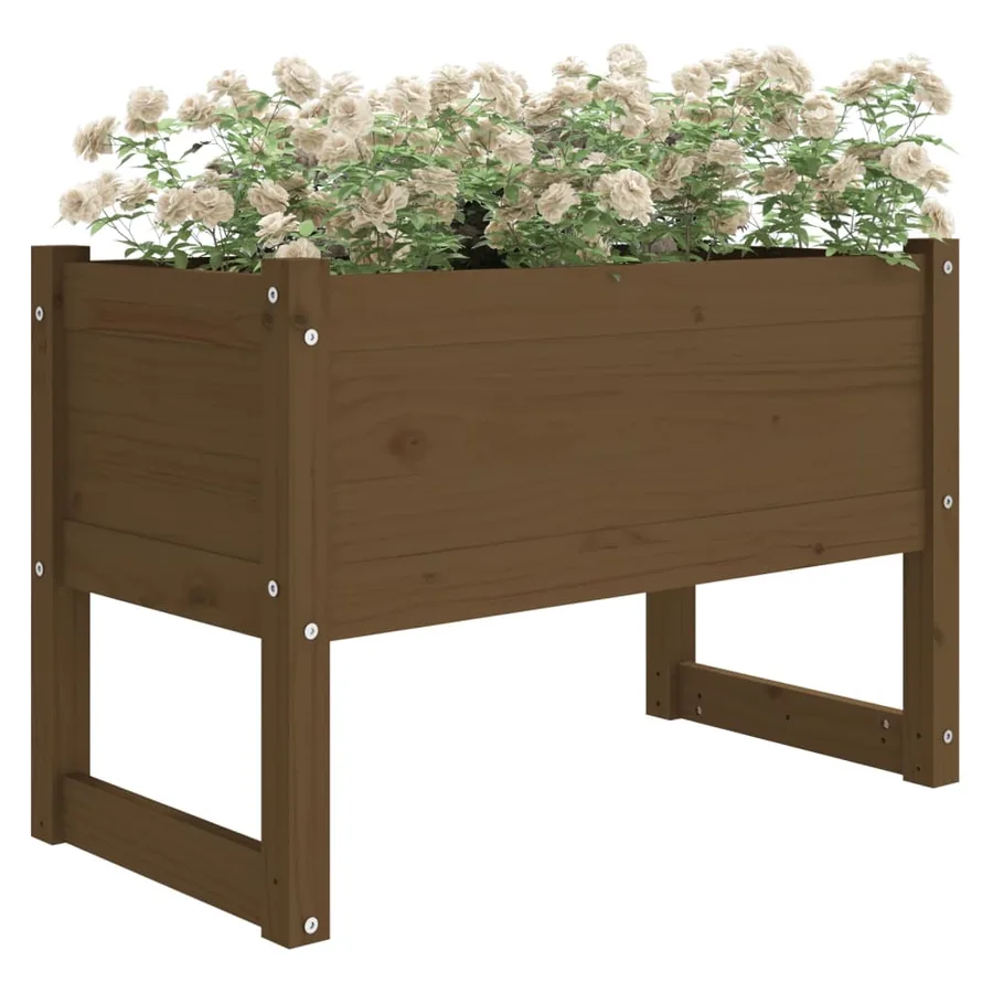 Jardinière Marron miel 78x40x52 cm Bois massif de pin - 3