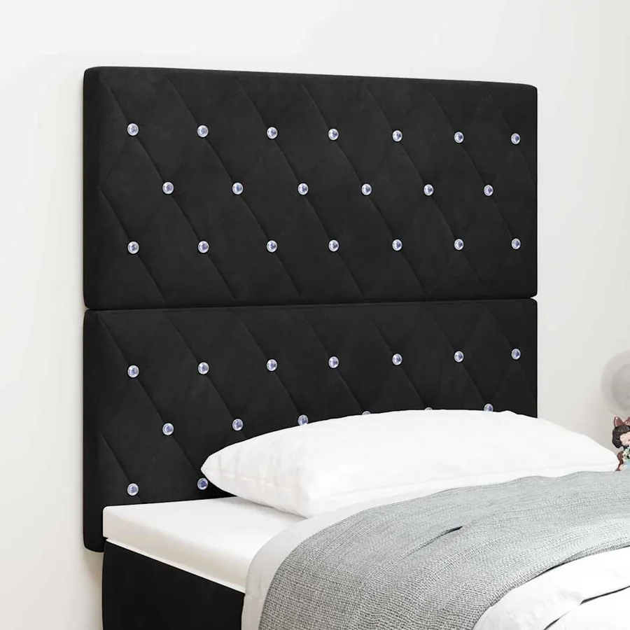 Tête de lit LED avec bandes LED Noir 100 cm Velours