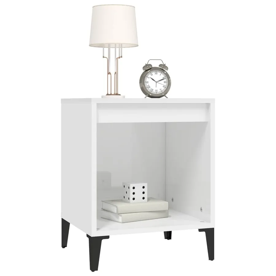 Tables de chevet 2 pcs Blanc brillant 40x35x50 cm - 4