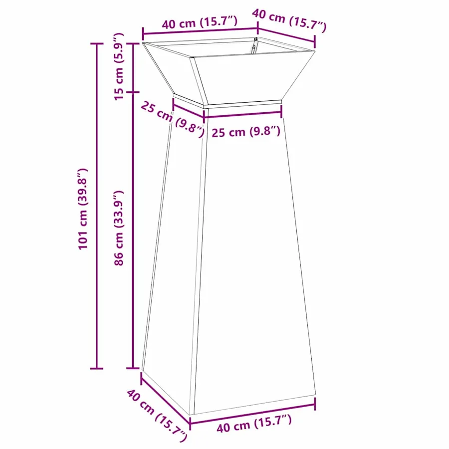 Jardinière à pilier 2 pc Olive 40 x 40 x 100 cm - 13