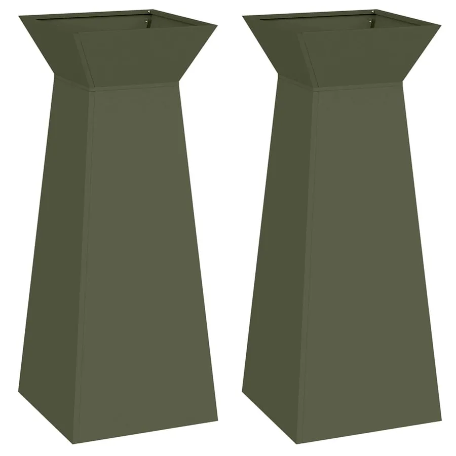 Jardinière à pilier 2 pc Olive 40 x 40 x 100 cm - 2
