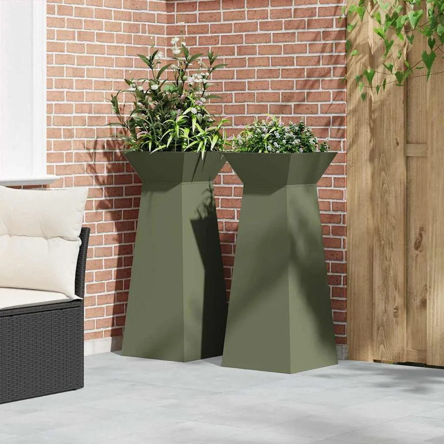 Jardinière à pilier 2 pc Olive 40 x 40 x 100 cm - 4