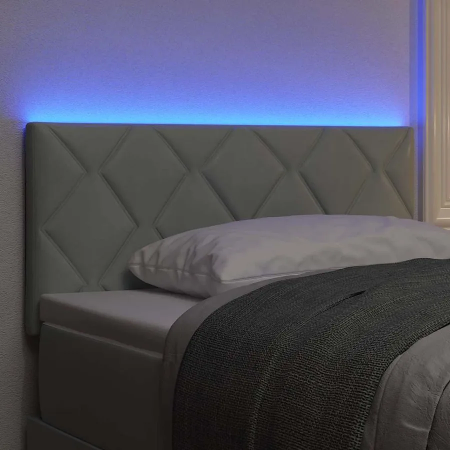 Tête de lit LED Gris clair 100 cm Velours - 4