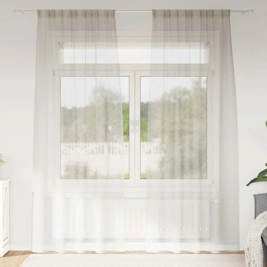 Rideau en Voile 2 pcs Crème 260 x 140 cm Polyester