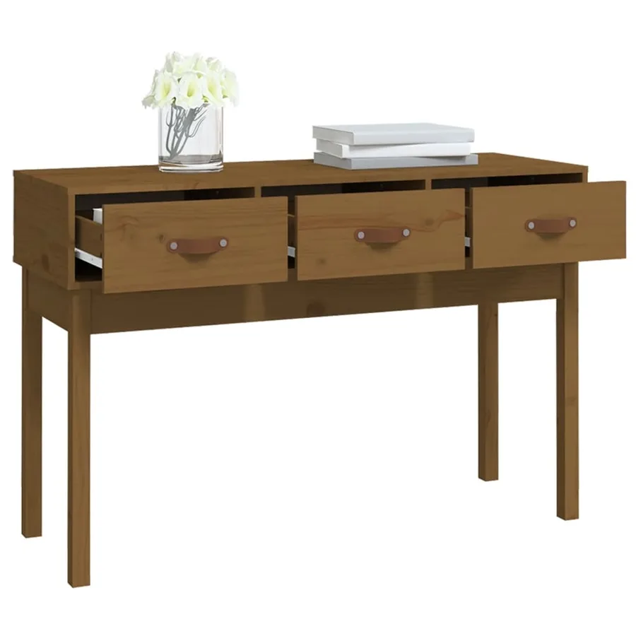 Table console Marron miel 114x40x75 cm Bois massif de pin - 7