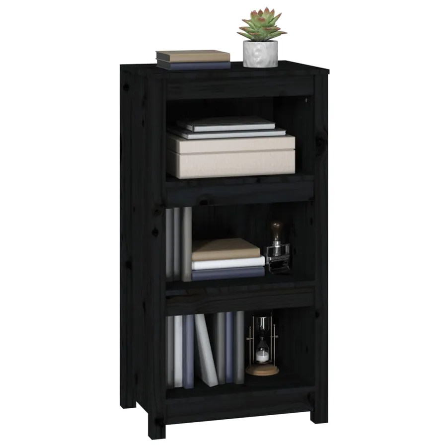 Bibliothèque Noir 50x35x97 cm Bois de pin massif - 4