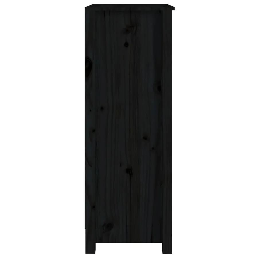 Bibliothèque Noir 50x35x97 cm Bois de pin massif - 6