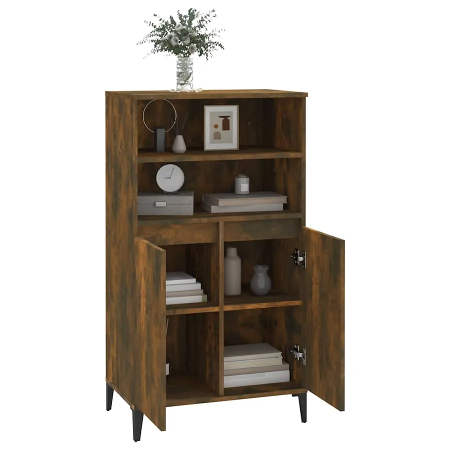 Buffet haut Chêne fumé 60x36x110 cm Bois d'ingénierie - 7