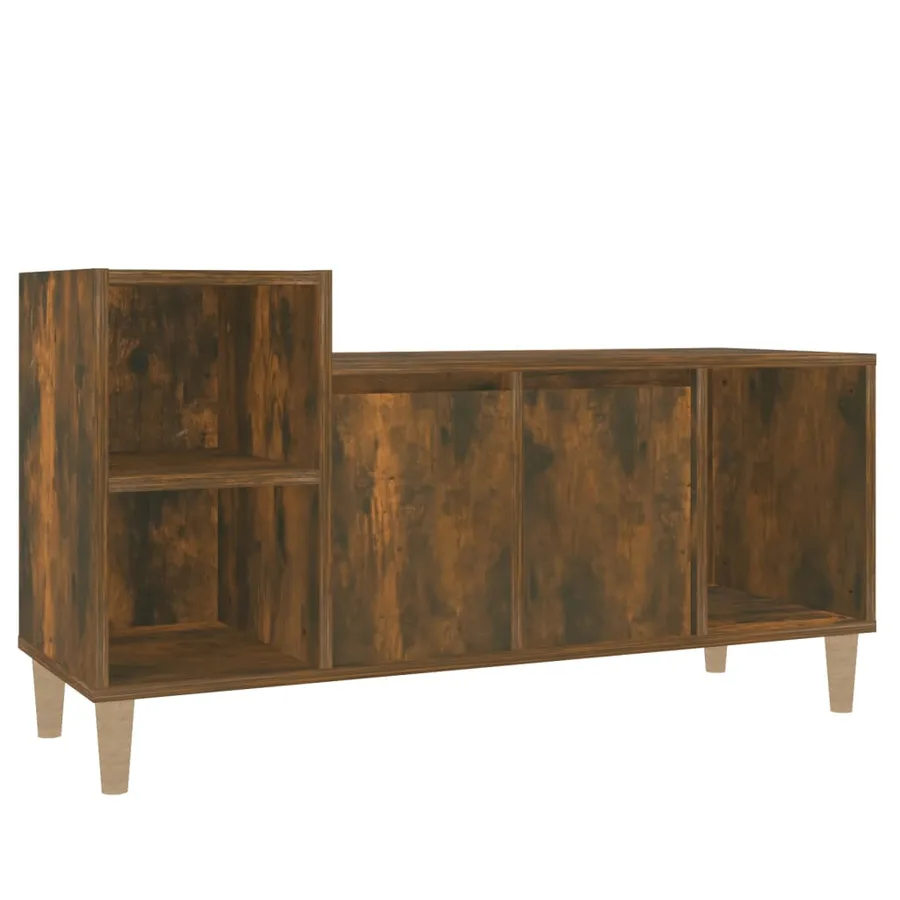 Meuble TV Chêne fumé 100x35x55 cm Bois d'ingénierie - 2