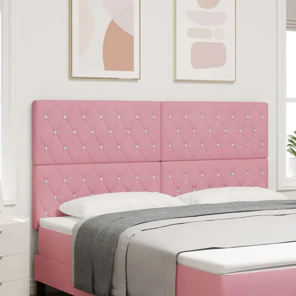 Tête de lit LED avec bandes LED Rose 180 cm Velours