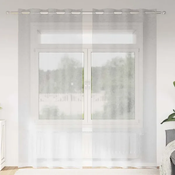 Rideau en Voile 2 pcs Gris clair 225 x 140 cm Polyester