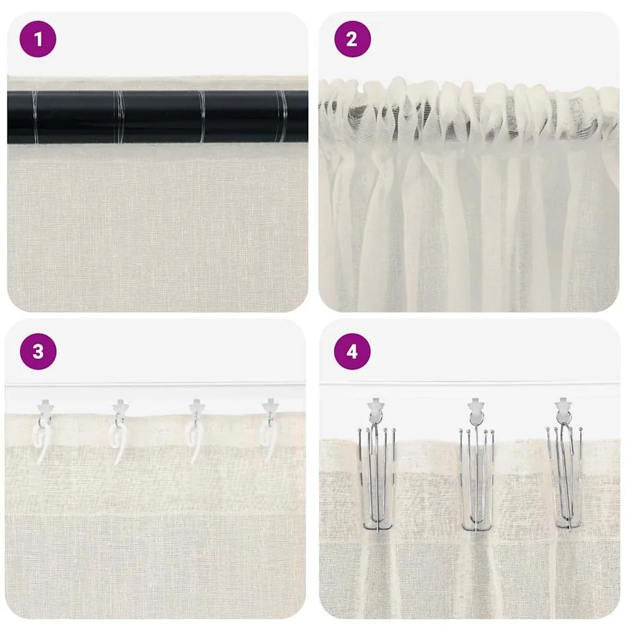 Rideau en Voile 2 pcs Crème 225 x 140 cm Polyester - 7