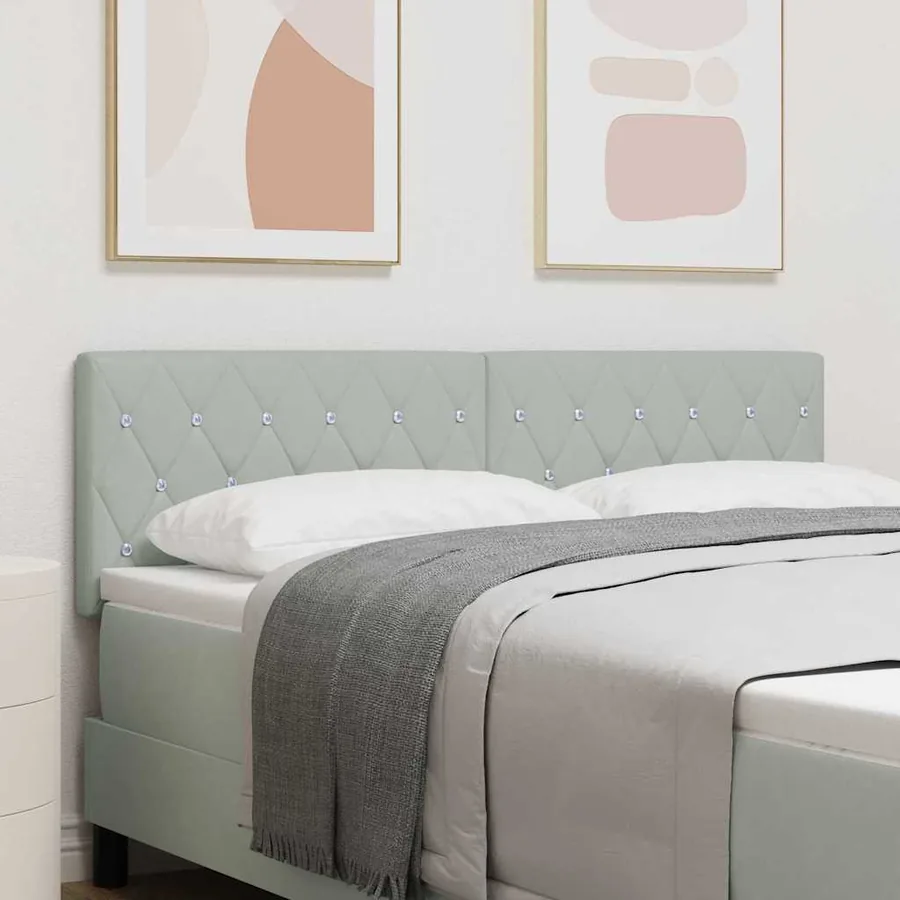 Tête de lit LED avec bandes LED Gris clair 160 cm Velours