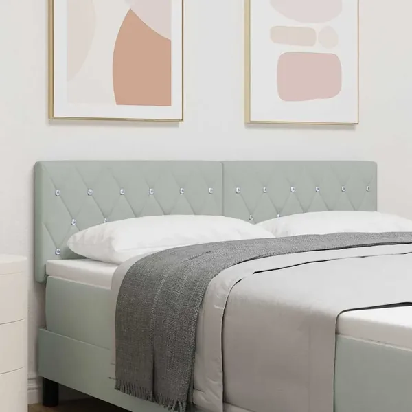Tête de lit LED avec bandes LED Gris clair 160 cm Velours