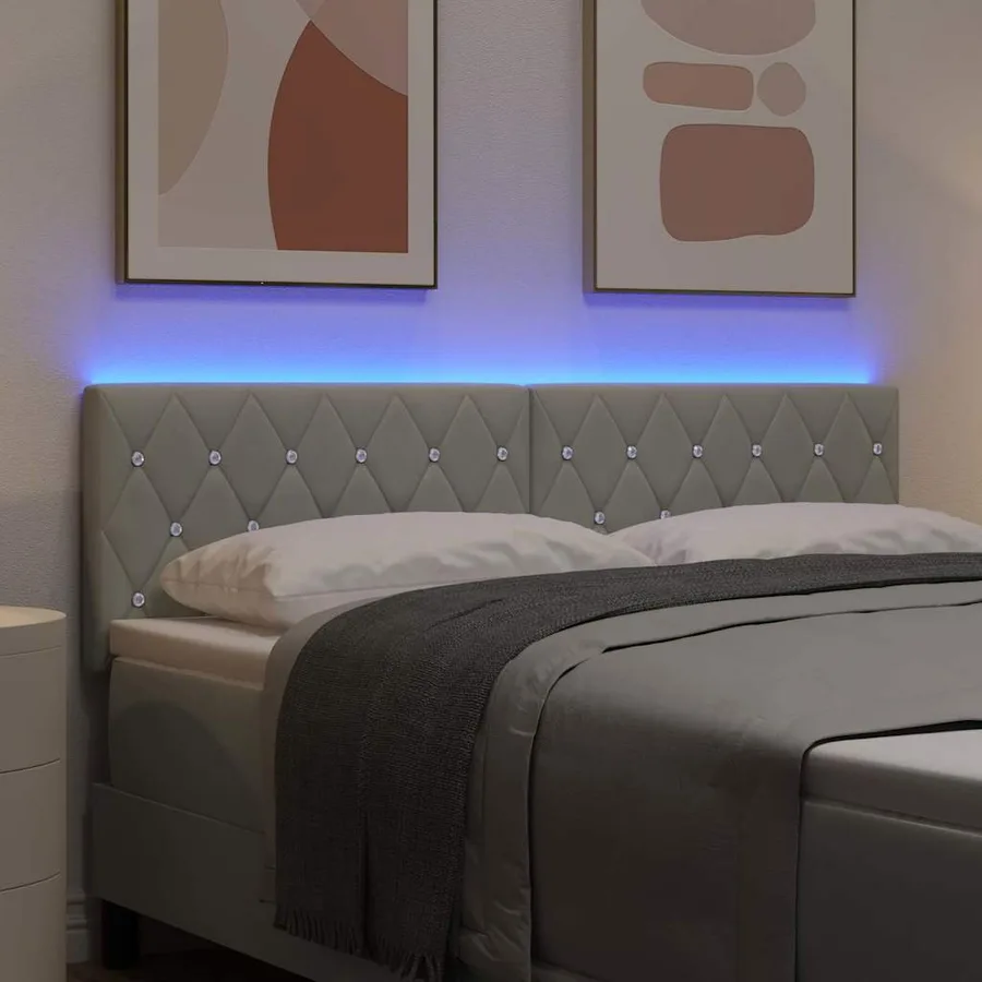 Tête de lit LED avec bandes LED Gris clair 160 cm Velours - 4