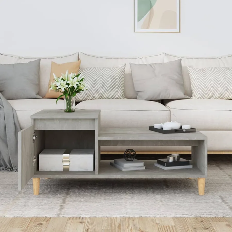 Table basse Gris béton 100x50x45 cm Bois d'ingénierie - 3